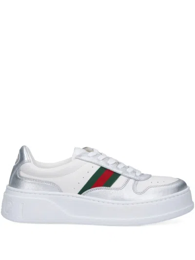 Gucci White And Silver Sneakers With Oversized Sole Women