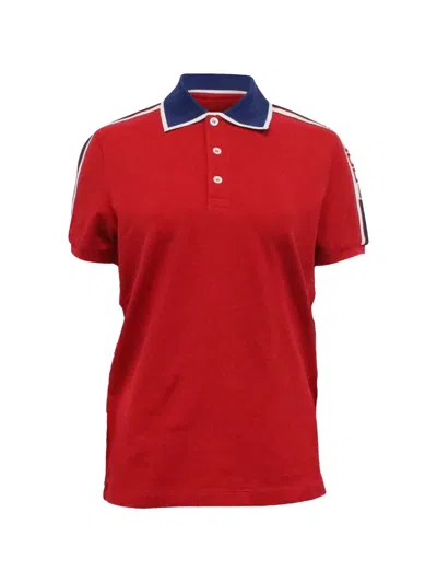 Pre-owned Gucci Stripe-detail Polo Shirt In Red