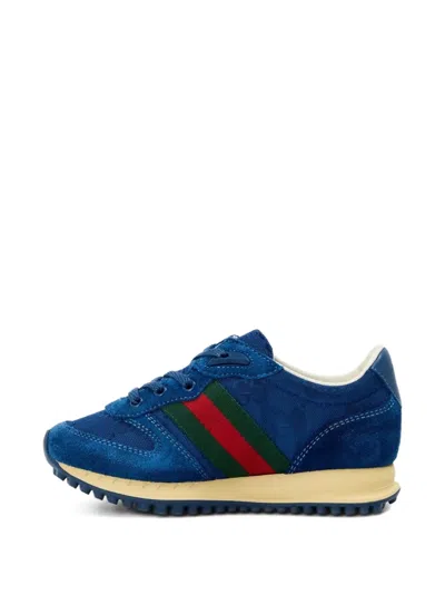 Gucci Kids' Stripe-detail Sneakers In Blue