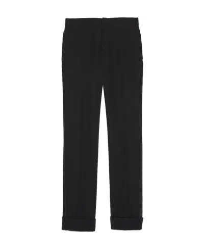 Gucci Stripe-detail Tailored Trousers In Black