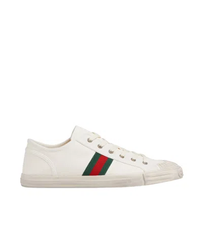 Gucci Stripe Detailed Low-top Sneakers In White