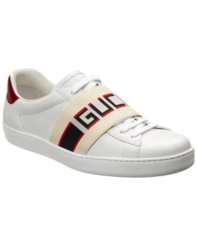 Gucci Stripe Leather Sneaker In White