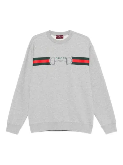 GUCCI STRIPED LOGO CREW-NECK SWEATSHIRT
