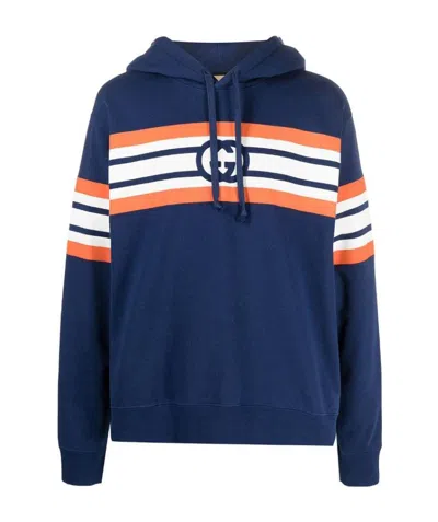 Gucci Stripe-print Hoodie In Blue