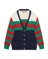 Gucci Stripe-print V-neck Cardigan In Black