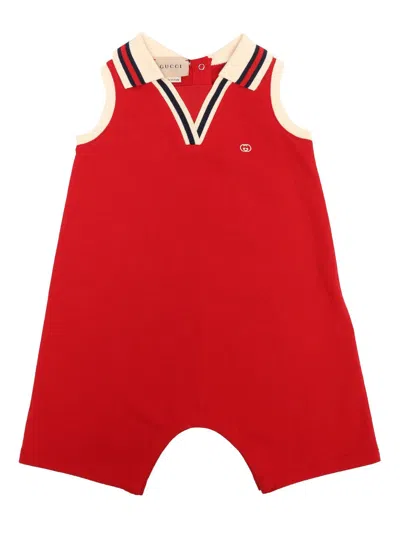 Gucci Babies' Stripe Trim Logo Embroidered Tracksuit In Pink