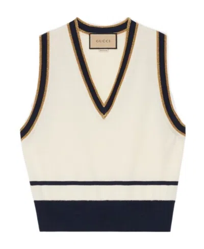 Gucci Stripe-trim Wool Vest In White