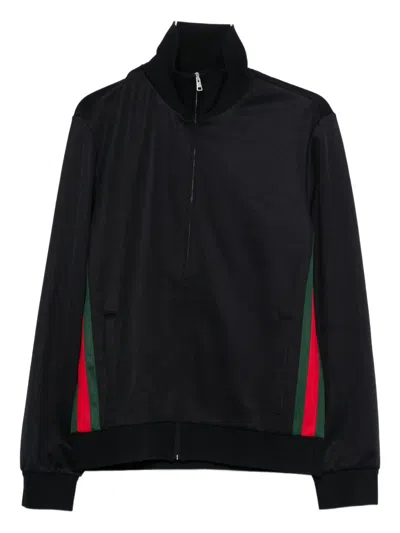 Gucci Stripe Zip-fastening Sweatshirt In Blue