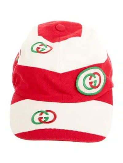 Pre-owned Gucci Striped Baseball Cap. In Red