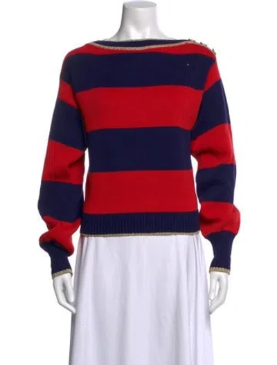 Pre-owned Gucci Striped Bateau Neckline Sweater In Red