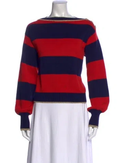 Pre-owned Gucci Striped Bateau Neckline Sweater In Red