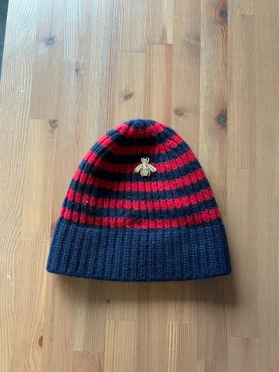 Pre-owned Gucci Striped Bee Beanie In Multicolor