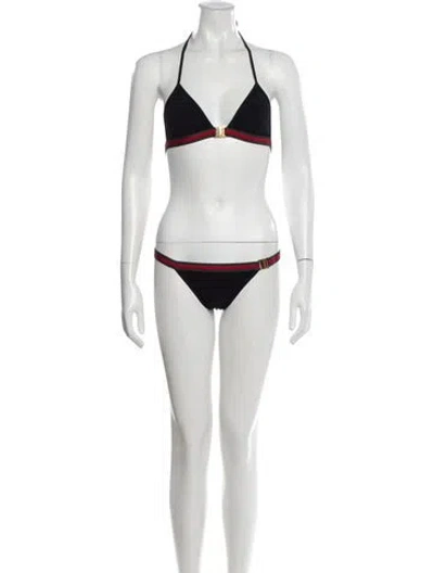 Pre-owned Gucci Striped Bikini In Black
