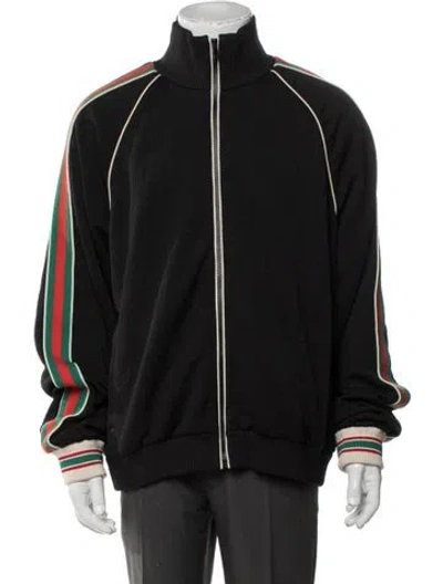 Pre-owned Gucci Striped Bomber Jacket In Black