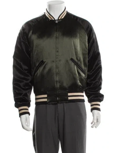 Pre-owned Gucci Striped Bomber Jacket In Green