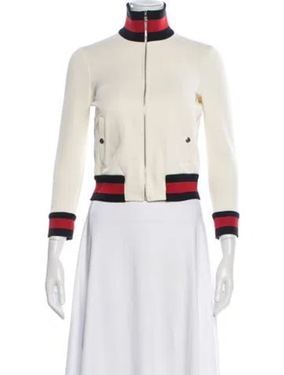 Pre-owned Gucci Striped Bomber Jacket In Neutral