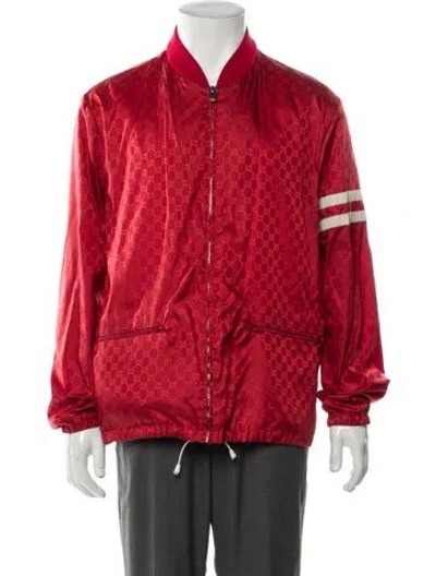 Pre-owned Gucci Striped Bomber Jacket In Red