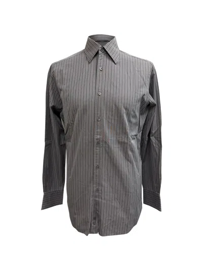 Pre-owned Gucci Striped Button-down Shirt In Gray