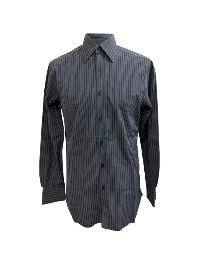 Pre-owned Gucci Striped Button-down Shirt In Gray