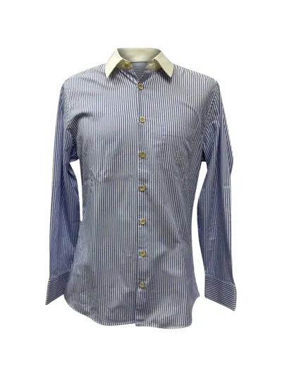 Pre-owned Gucci Striped Button-front Shirt In Blue