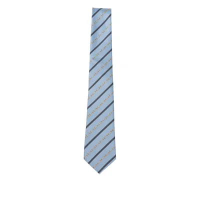 Gucci Striped Chain Tie In Blue