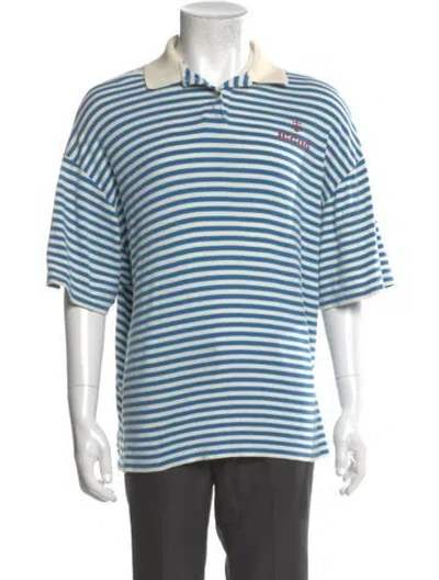 Pre-owned Gucci Striped Collar Polo Shirt In Blue