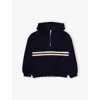 Gucci Half-zip Striped-panel Hoodie In Blue