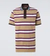 Gucci Beige Polo Shirt With Logo Imprinted On The Front And All-over Striped Motif In Cotton Man In Beige