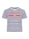 GUCCI STRIPED COTTON JERSEY T-SHIRT WITH GUCCI PRINT