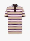 Gucci Beige Polo Shirt With Logo Imprinted On The Front And All-over Striped Motif In Cotton Man