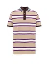 Gucci Striped Cotton Polo Shirt In Neutral