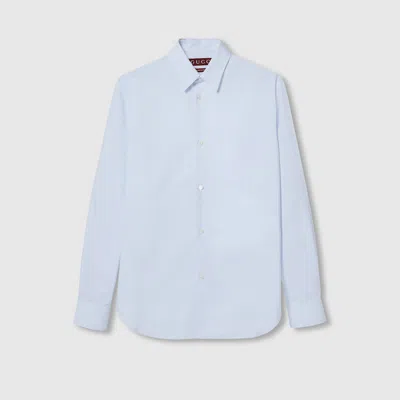 Gucci Striped Cotton Poplin Shirt In White