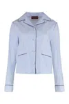 Gucci Light Blue Striped Cotton Embroidered Shirt In Blue