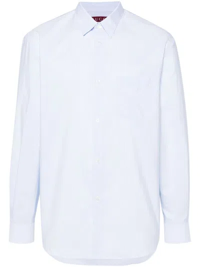 Gucci Striped Cotton Shirt In 蓝色