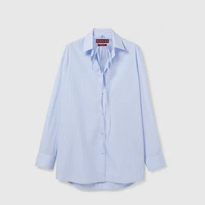 Gucci Striped Cotton Shirt In Blue