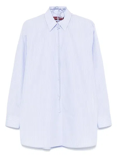 Gucci Striped Cotton Shirt In Blue