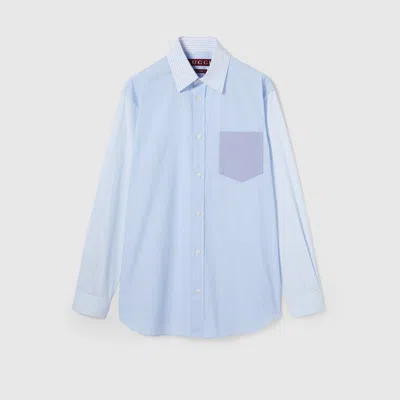 Gucci Striped Cotton Shirt With Embossed Logo