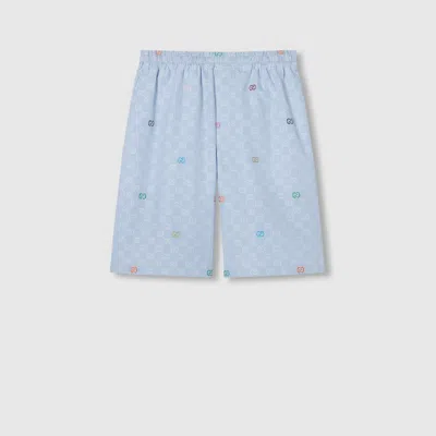 Gucci Striped Cotton Shorts In Blue
