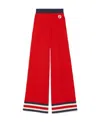 Gucci Knit Cotton Blend Wide Pants In Red