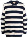 Gucci Striped Crew-neck Brushed Jumper In Neutrals