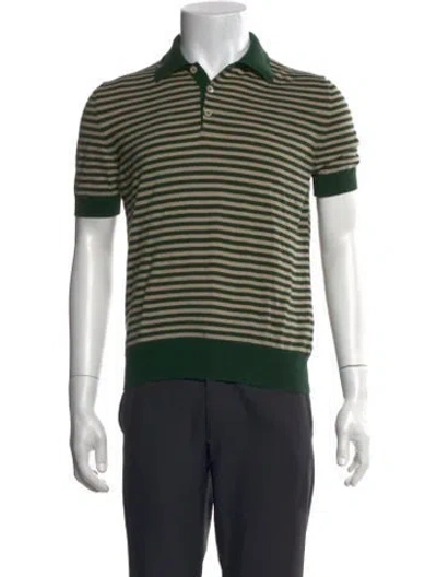 Pre-owned Gucci Striped Crew Neck Polo Shirt In Green