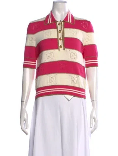 Pre-owned Gucci Striped Crew Neck Sweater In Pink