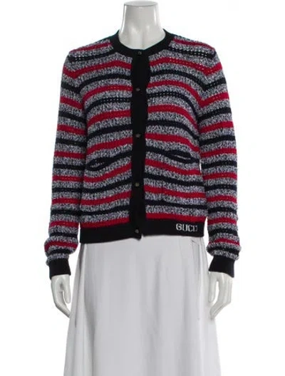 Pre-owned Gucci Striped Crew Neck Sweater In Purple