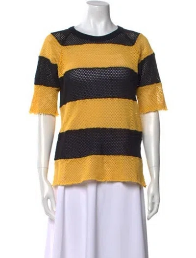 Pre-owned Gucci Striped Crew Neck Sweater In Yellow