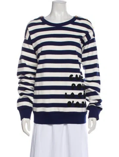 Pre-owned Gucci Striped Crew Neck Sweatshirt In Blue