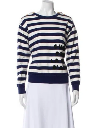 Pre-owned Gucci Striped Crew Neck Sweatshirt In Blue