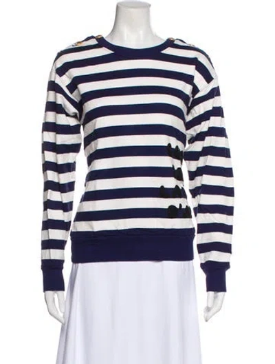 Pre-owned Gucci Striped Crew Neck Sweatshirt In Blue