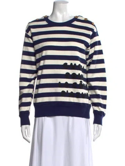 Pre-owned Gucci Striped Crew Neck Sweatshirt In Blue