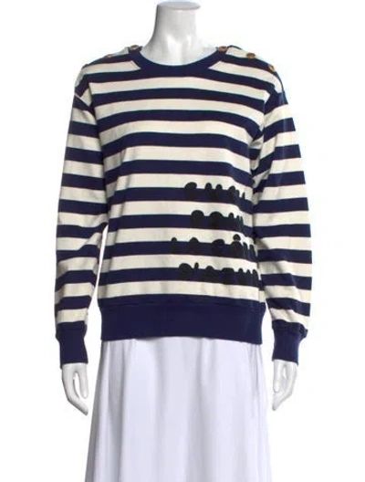 Pre-owned Gucci Striped Crew Neck Sweatshirt In Blue