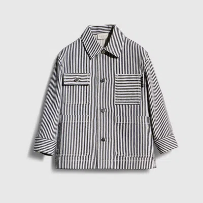 Gucci Kids' Striped Denim Jacket In White